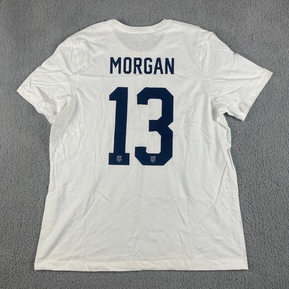 Nike Soccer USWNT Men's X-Large White Alex Morgan #13 Short Sleeve T-Shirt - Picture 7 of 10